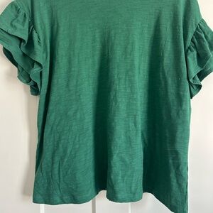 Lane Bryant Green Ruffled Sleeve T-Shirt